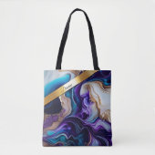 Gouden metalen accenten op blauwgroen en paarse we tote bag (Voorkant)