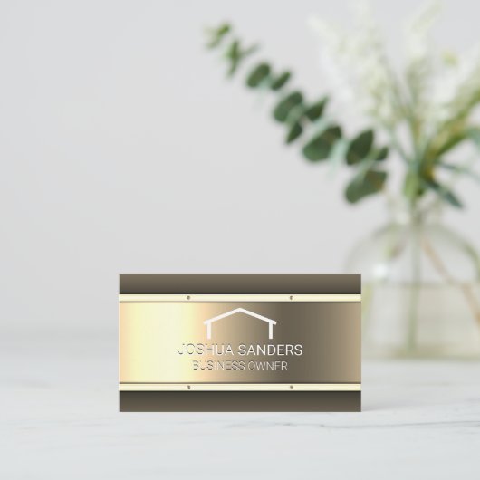 Gouden metalen achtergrond | makelaar visitekaartje (Staand voorkant)