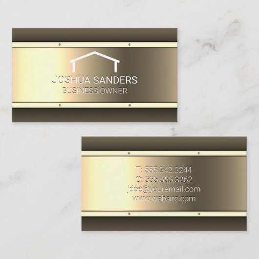 Gouden metalen achtergrond | makelaar visitekaartje (Voorkant / Achterkant)