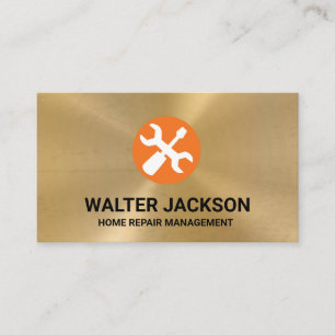 Gouden metalen achtergrond   Reparatie Tools  Visitekaartje