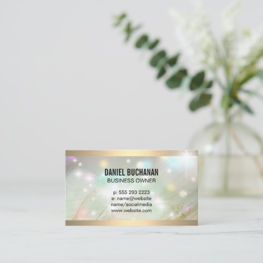 Gouden metalen afwerking | Marmer | Gloei Visitekaartje (Staand voorkant)