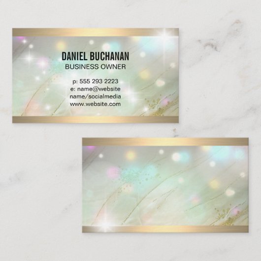 Gouden metalen afwerking | Marmer | Gloei Visitekaartje (Voorkant / Achterkant)