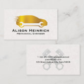 Gouden metalen auto en sleutel | Monteur Visitekaartje (Voorkant / Achterkant)