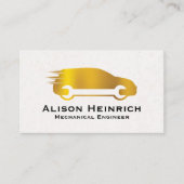 Gouden metalen auto en sleutel | Monteur Visitekaartje (Voorkant)