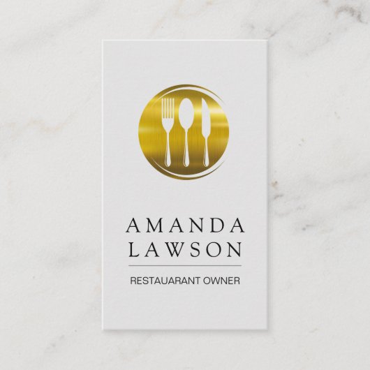 Gouden Metalen Bestek Logo Afsprakenkaartje (Voorkant)