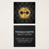 Gouden metalen bladzegel | Stoffering | Dumbbell Vierkante Visitekaartjes (Voorkant /achterkant)