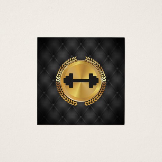 Gouden metalen bladzegel | Stoffering | Dumbbell Vierkante Visitekaartjes (Voorkant)