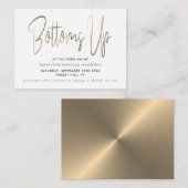 Gouden metalen effect script stijl gratis drankje informatiekaartje (Voorkant / Achterkant)