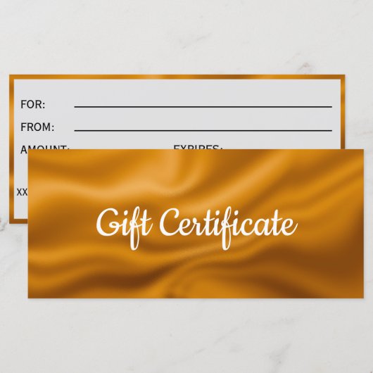 Gouden metalen folie cadeaubon (Voorkant / Achterkant)