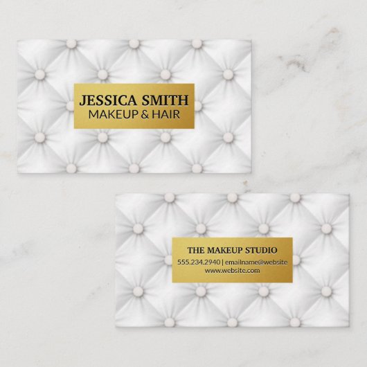 Gouden metalen frame | Gestoffeerde achtergrond Visitekaartje (Voorkant / Achterkant)