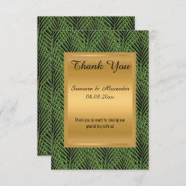 Gouden metalen groene botanische bedankkaart kaart