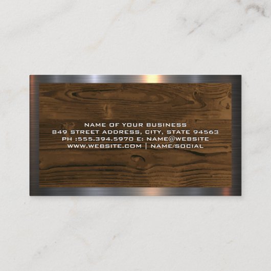 Gouden Metalen Huizen | Hout  Visitekaartje (Achterkant)