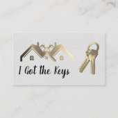 Gouden Metalen Huizen Logo | Sleutels Visitekaartje (Voorkant)