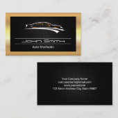 Gouden metalen koolstofpatroon | Auto-logo Visitekaartje (Voorkant / Achterkant)