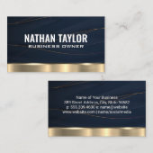 Gouden metalen lijnen donkerblauwe achtergrond visitekaartje (Voorkant / Achterkant)