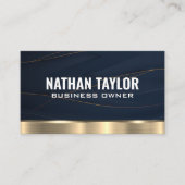 Gouden metalen lijnen donkerblauwe achtergrond visitekaartje (Voorkant)
