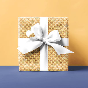 Gouden metalen look  zeemeermin schubben cadeaupapier