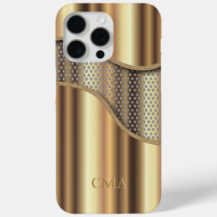 Gouden Metalen Mesh   Monogram iPhone 15 Pro Max Hoesje