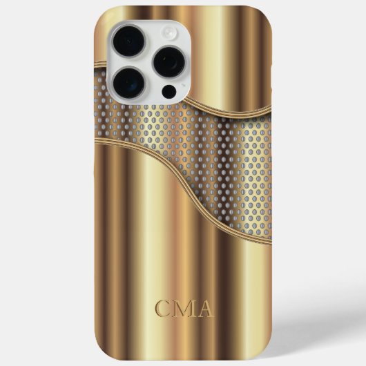Gouden Metalen Mesh | Monogram Case-Mate iPhone Case (Achterkant)