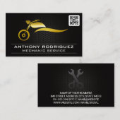 Gouden metalen motorlogo | QR-code Visitekaartje (Voorkant / Achterkant)