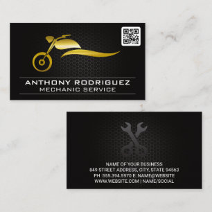Gouden metalen motorlogo   QR-code Visitekaartje