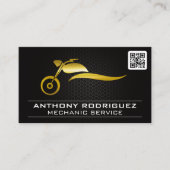Gouden metalen motorlogo | QR-code Visitekaartje (Voorkant)