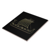 Gouden metalen omtrek van Viking-langboot-tegel Tegeltje (Zijkant)