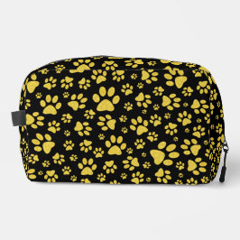 Gouden metalen patroonpoten op zwarte achtergrond toilettasje