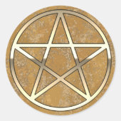 Gouden metalen pentakel ronde sticker (Voorkant)