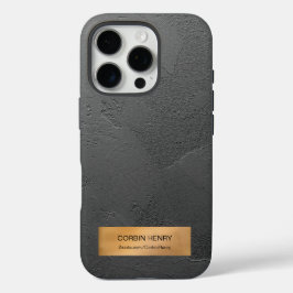 Gouden metalen plaquette Zwart textuur Gepersonali iPhone 16 Pro Hoesje