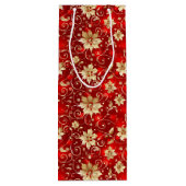 Gouden metalen poinsettia's op rood wijn cadeautas (Achterkant)