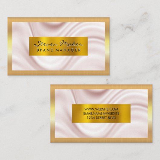 Gouden metalen rand | zijden gordijn visitekaartje (Voorkant / Achterkant)