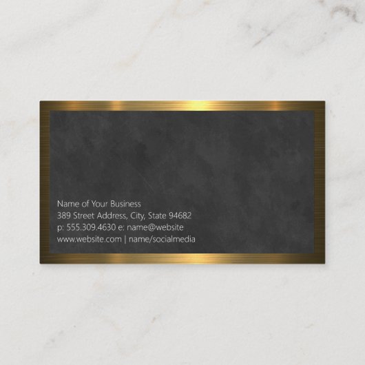 Gouden metalen rand | Zwarte textuur achtergrond Visitekaartje (Achterkant)