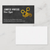 Gouden metalen schaar en haar Logo Visitekaartje (Voorkant / Achterkant)