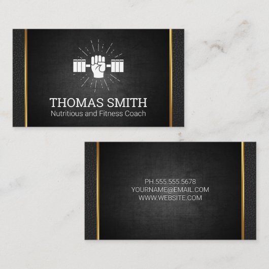 Gouden Metalen Trim | Personal Trainer | Handgewic Visitekaartje (Voorkant / Achterkant)