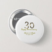 Gouden Metallic 30e Gelukkig jubileum naam toevoeg Ronde Button 5,7 Cm (Voorkant /achterkant)