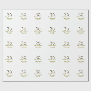 Gouden Metallic 30e Gelukkig jubileum voeg naam to Cadeaupapier