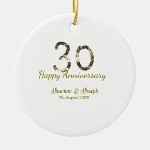 Gouden Metallic 30e Gelukkig jubileum voeg naam to Keramisch Ornament