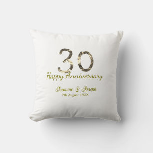 Gouden Metallic 30e Gelukkig jubileum voeg naam to Kussen