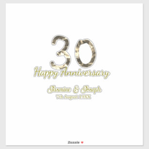 Gouden Metallic 30e Gelukkig jubileum voeg naam to Sticker