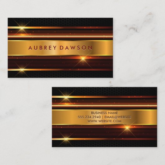 Gouden Metallic Abstracte Achtergrond Visitekaartje (Voorkant / Achterkant)