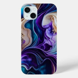 Gouden Metallic accenten op Blauwgroen en Paarse w iPhone 15 Mini Hoesje