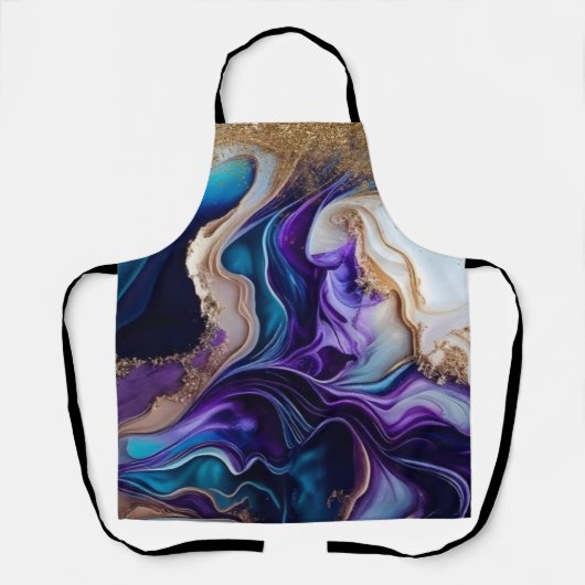 Gouden Metallic accenten op Blauwgroen en Paarse w Schort (Voorkant)