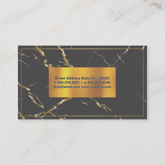Gouden Metallic Banner | Gouden marmeren textuur Visitekaartje (Achterkant)
