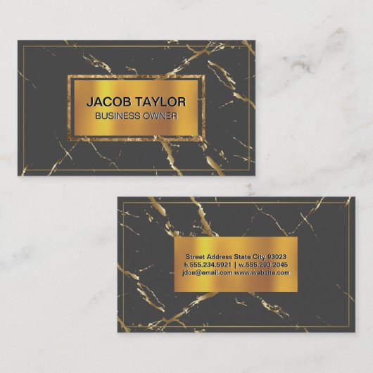 Gouden Metallic Banner | Gouden marmeren textuur Visitekaartje (Voorkant / Achterkant)
