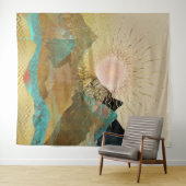 Gouden Metallic Berg Landschap Uitzicht Wandkleed (In Situ (horizontaal))