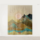 Gouden Metallic Berg Landschap Uitzicht Wandkleed (Voorkant)