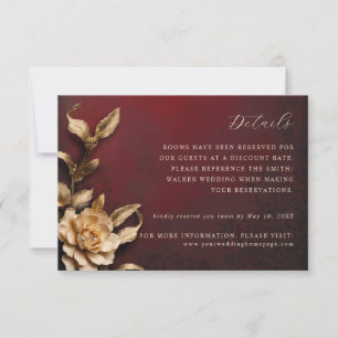 Gouden metallic bloemen trouwgegevens kaart