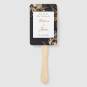 Gouden Metallic Bloemstuk Trouwprogramma Handwaaier (Voorkant)