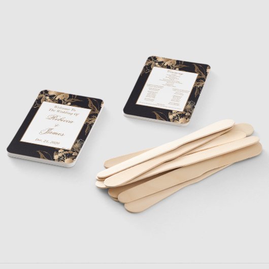 Gouden Metallic Bloemstuk Trouwprogramma Handwaaier (Niet-gemonteerd)